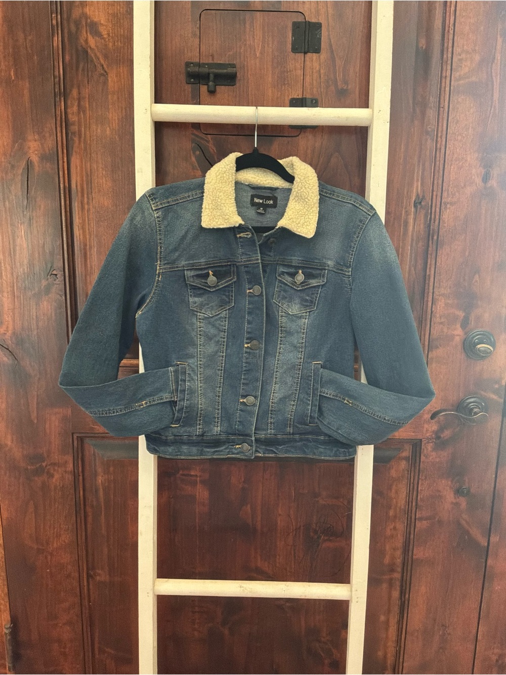 New Look Denim Jacket with Cream Sherpa Collar